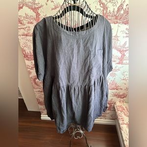 Oversized linen babydoll tunic